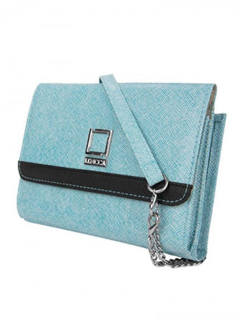 Leather Crossbody Bag Skyblue/Black