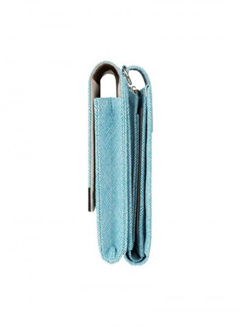 Leather Crossbody Bag Skyblue/Black