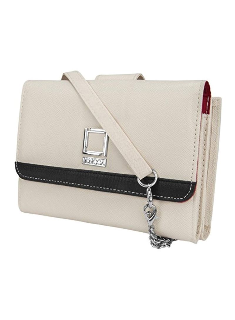 Cocktail Leather Clutch Bag Ivory/Black/Silver