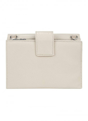Cocktail Leather Clutch Bag Ivory/Black/Silver