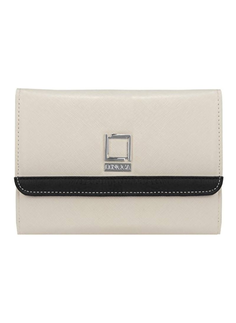 Leather Clutch Ivory/Black/Silver