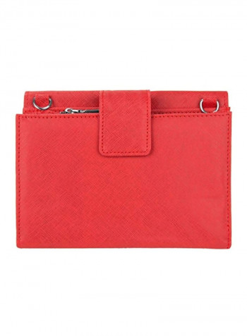 Leather Clutch Ruby/Black/Silver