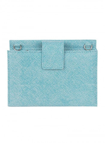 Leather Clutch Sky Blue/Black/Silver