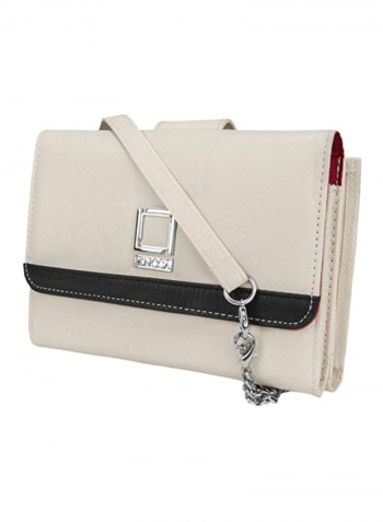 Leather Crossbody Bag Ivory/Black