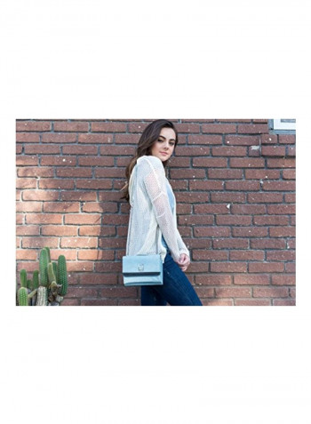 Leather Crossbody Bag Skyblue/Black