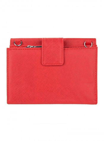 Leather Clutch Red/Black/Silver