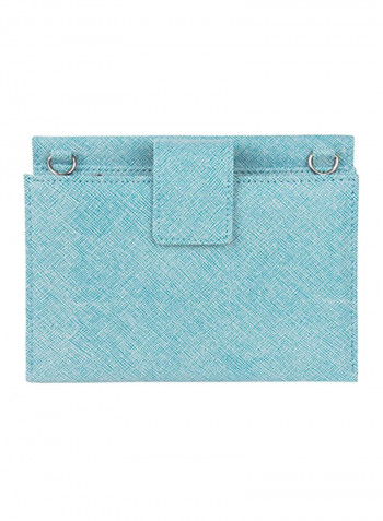 Leather Clutch Sky Blue/Black/Silver