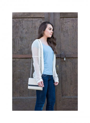Leather Crossbody Bag Ivory/Black