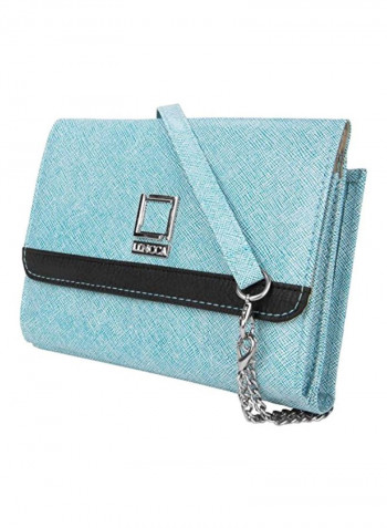 Leather Crossbody Bag Skyblue/Black