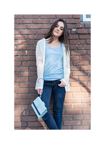 Leather Crossbody Bag Skyblue/Black