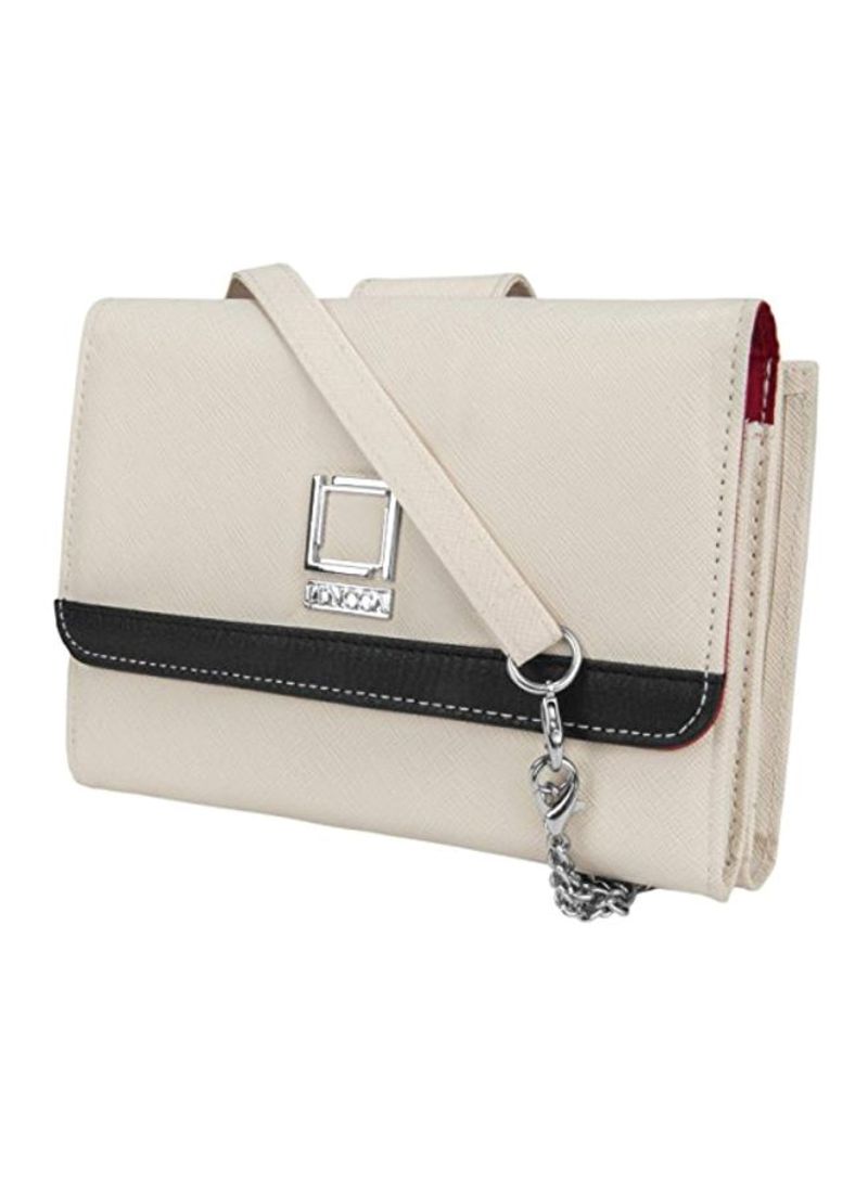 Leather Clutch Ivory/Silver