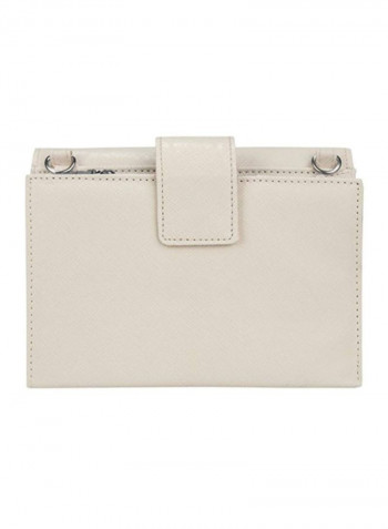 Leather Clutch Ivory/Silver