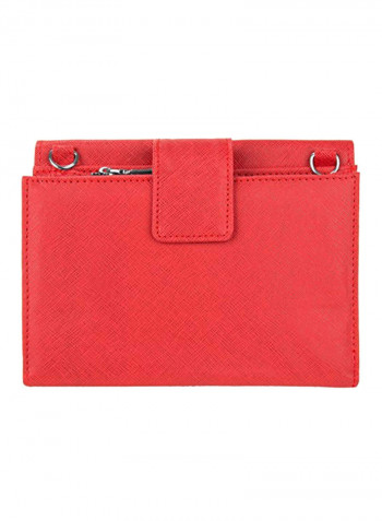 Leather Clutch Red/Black/Silver