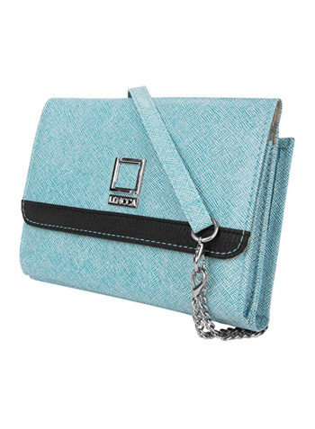 Leather Clutch Skyblue/Silver