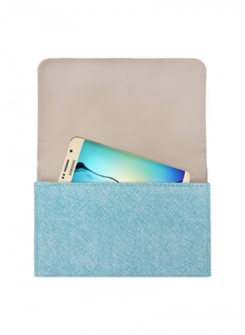 Leather Clutch Skyblue/Silver