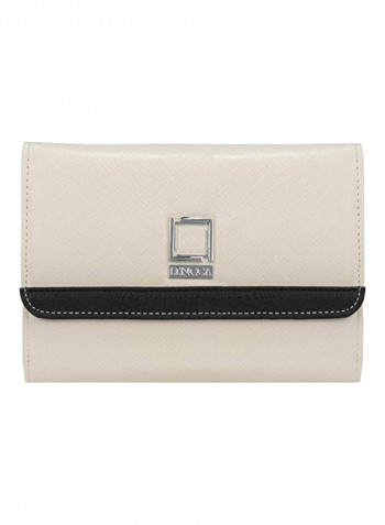 Leather Cocktail Clutch Ivory/Silver