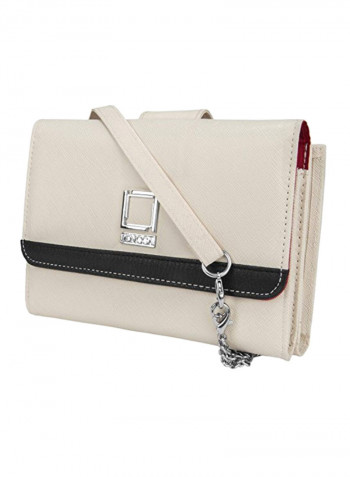 Leather Cocktail Clutch Ivory/Silver