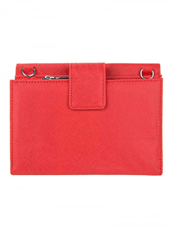 Leather Crossbody Red/Silver