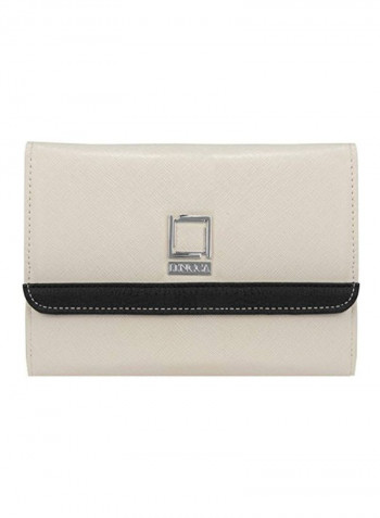 Bi-Fold Leather Wallet Ivory/Black