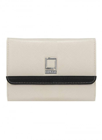 Bi-Fold Leather Wallet Ivory/Black