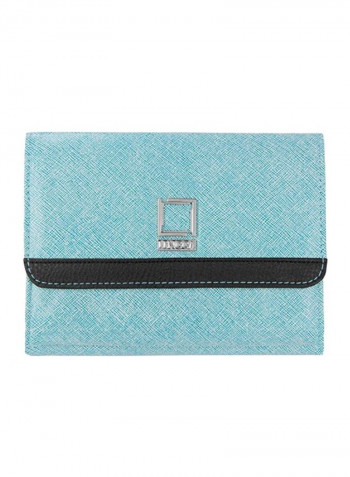 Bi-Fold Leather Wallet Skyblue/Black