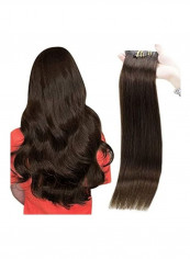 Seamless Clip In Human Hair Extensions Brown 20inch