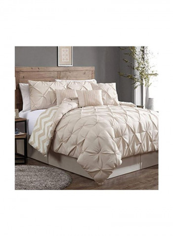 7-Piece Comforter Set Polyester Taupe Queen