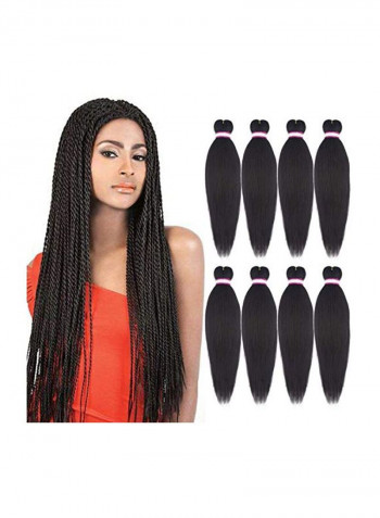 8-Piece Crochet Braids Synthetic Fiber Extension Set Black 20inch