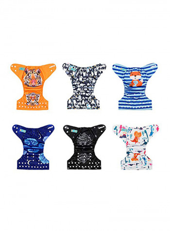 Reuseable Washable Pocket Cloth Diaper 6 Count With 12 Inserts