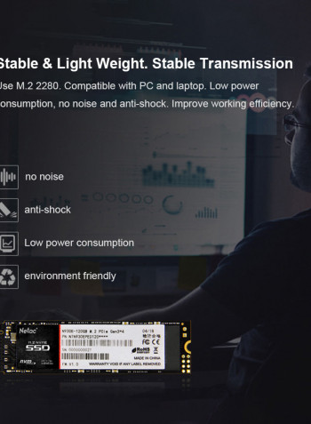 Netac N930E Flash High Speed Internal Solid State Drive Hard Disk 120غيغابايت أسود