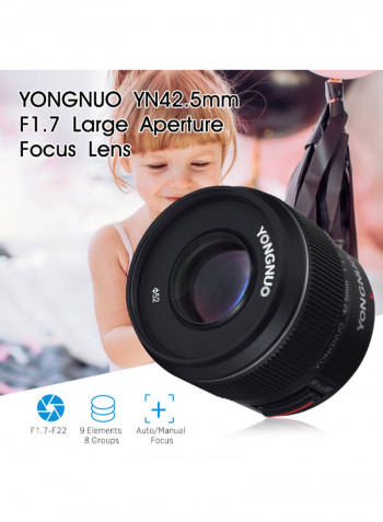 YN42.5mm F1.7M Large Aperture Auto Focus/Manual Focus Lens For Olympus/Panasoni Black