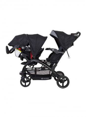 Twin Baby Stroller - Black/Grey