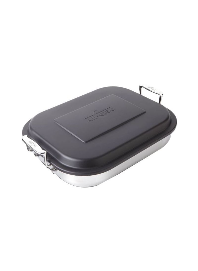 Stainless Steel Lasagna Pan Black/Silver 12x15x2.75inch