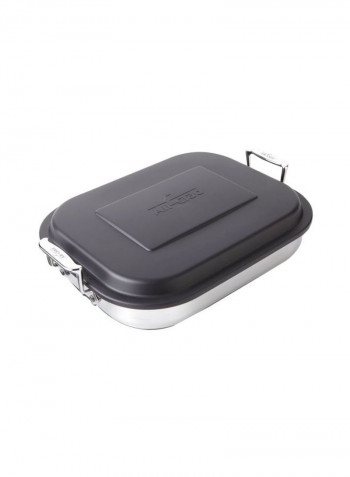 Stainless Steel Lasagna Pan Black/Silver 12x15x2.75inch