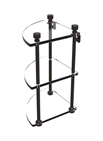 3-Tier Glass Shelf Black/Clear 8x8x15inch