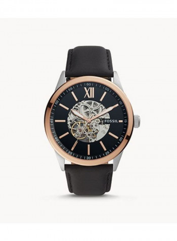 Men's 48Mm Flynn Automatic Leather Strap Wrist Watch BQ2383