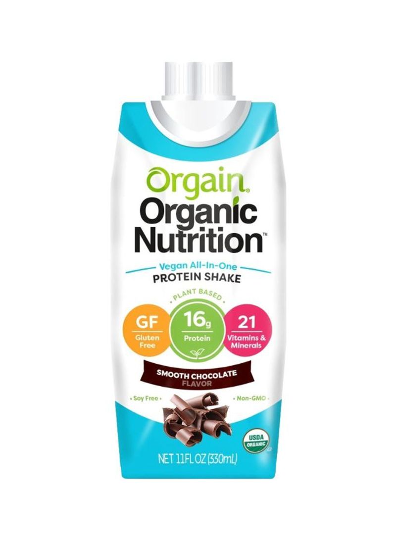 Pack Of 12 Organic Nutrition Protein Shake - Smooth Chocolate
