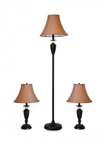 3-Piece Lamp Set Black/Beige
