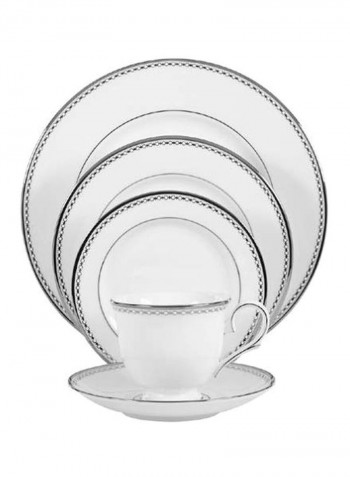 5-Piece Dinner Plate Set White/Black