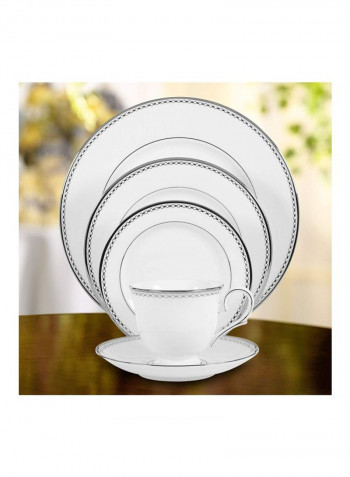5-Piece Dinner Plate Set White/Black