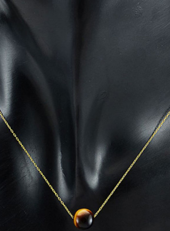 10 Karat Gold Tiger Eye Pendant Necklace