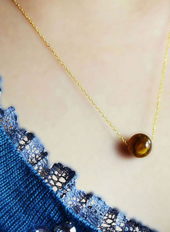 10 Karat Gold Tiger Eye Pendant Necklace