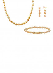 Set of 3 Pearl Beads Necklace Bracelet and Earrings
