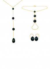 18 Karat Gold Gradual Built-in With Drop Pearl 3 Piece Jewellery Set