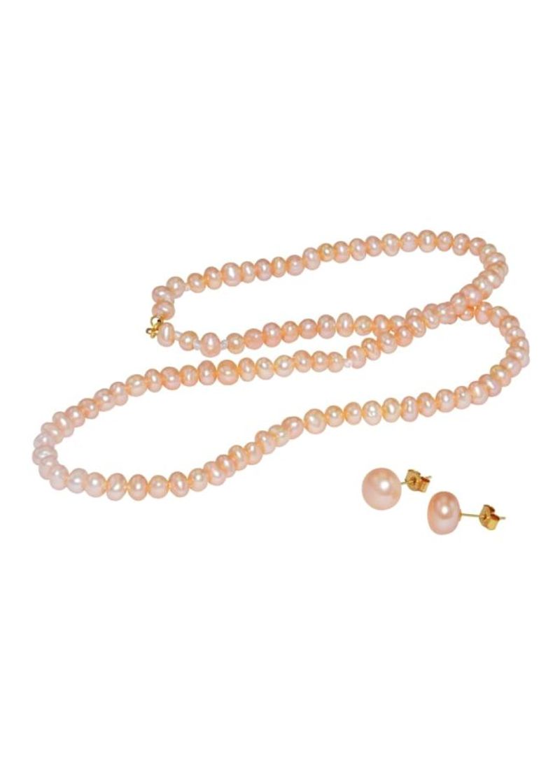 3-Piece 10 Karat Gold Pearl Jewellery Set