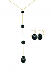 18 Karat Gold Gradual Built-in With Drop Pearl 2 Piece Jewellery Set