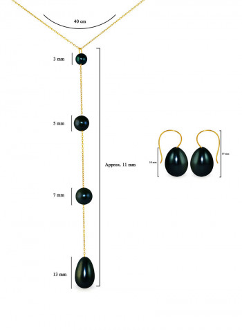 18 Karat Gold Gradual Built-in With Drop Pearl 2 Piece Jewellery Set