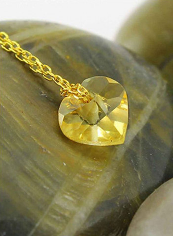 18 Karat Gold Heart Pendant Citrine Necklace
