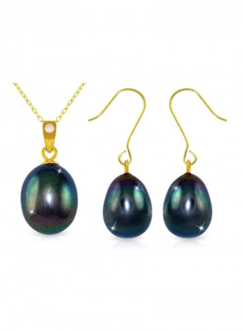 3-Piece 10 Karat Gold Pearl Jewellery Set