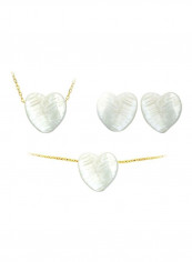 4-Piece 18 Karat Gold Heart Shape Mother Of Pearl Jewellery Set